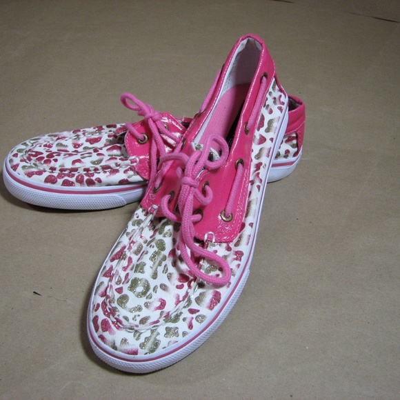 Sperry Topsiders Bahama Pink White Leopard Print Women's Size 5M - Picture 8 of 9